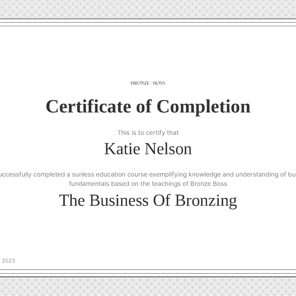 The Business Of Bronzing-certificate